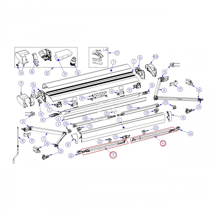 Pata Completa Toldo Thule 6300 Articulacion