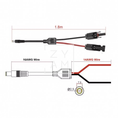 Cable Adaptador Solar MC4 a DC7909 1.5m