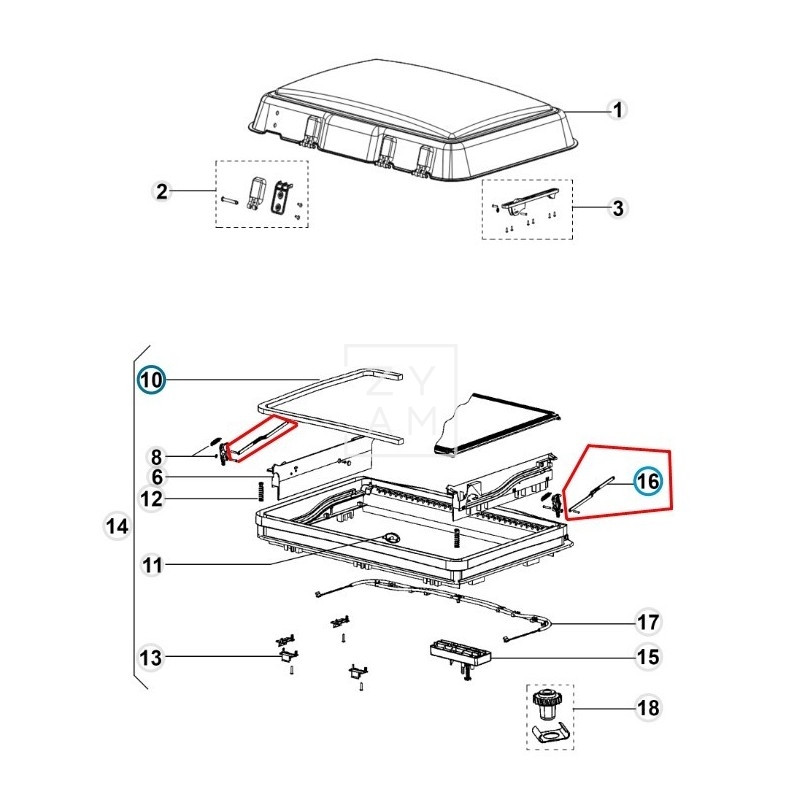 Juego Compases Claraboya Dometic Midi Heki Manivela