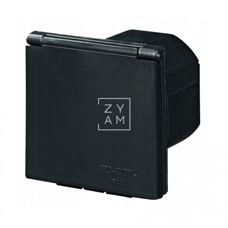 Toma Exterior 220V Cuadrada CEE Negro