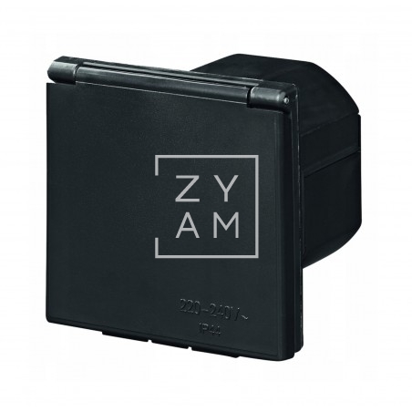 Toma Exterior 220V Cuadrada CEE Negro Toma Exterior 220V Cuadrada CEE Negro
