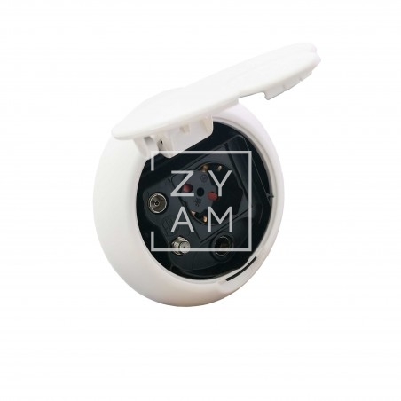 Toma Exterior Orus 220V, 12V, TV y Satélite Blanca