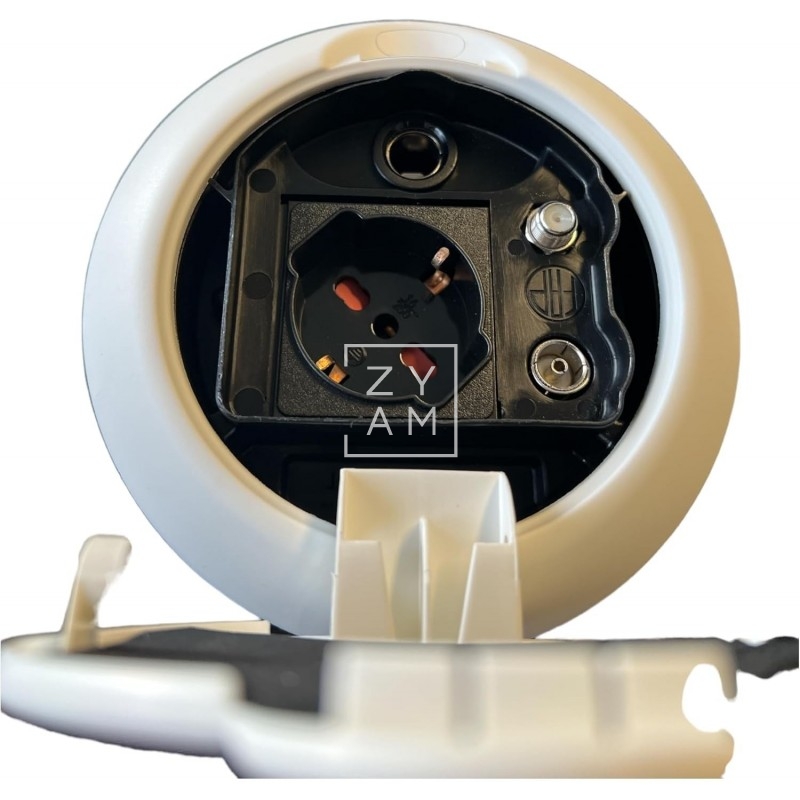 Toma Exterior Orus 220V, 12V, TV y Satélite Blanca