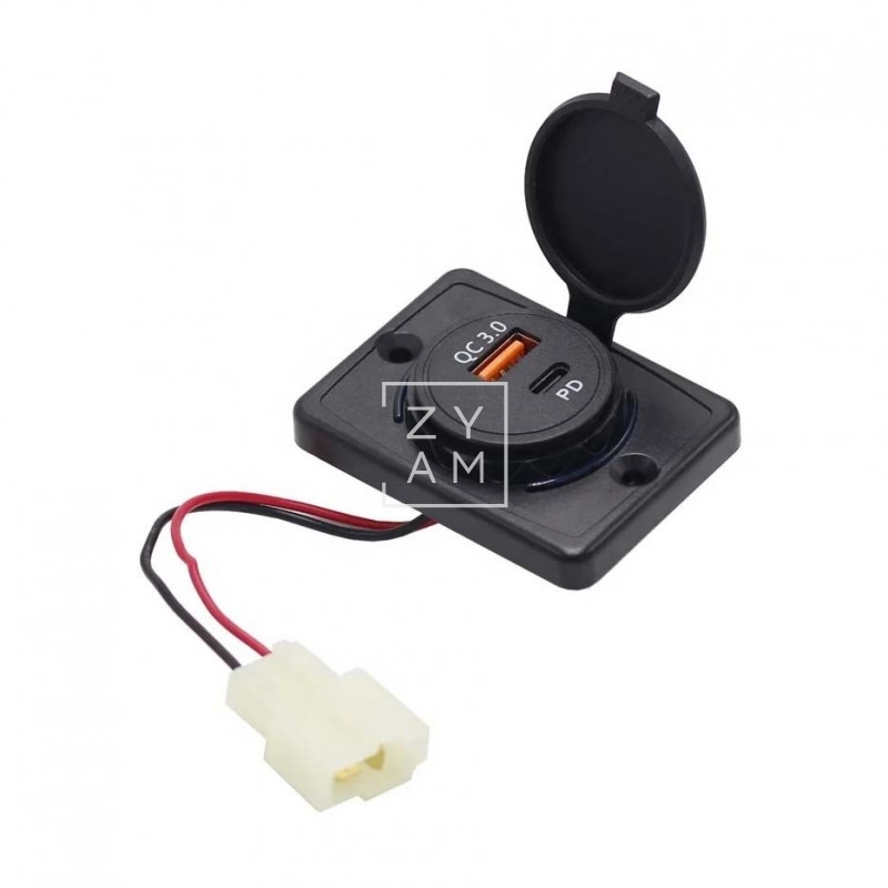 Toma USB Power PD y QC 12V Plana