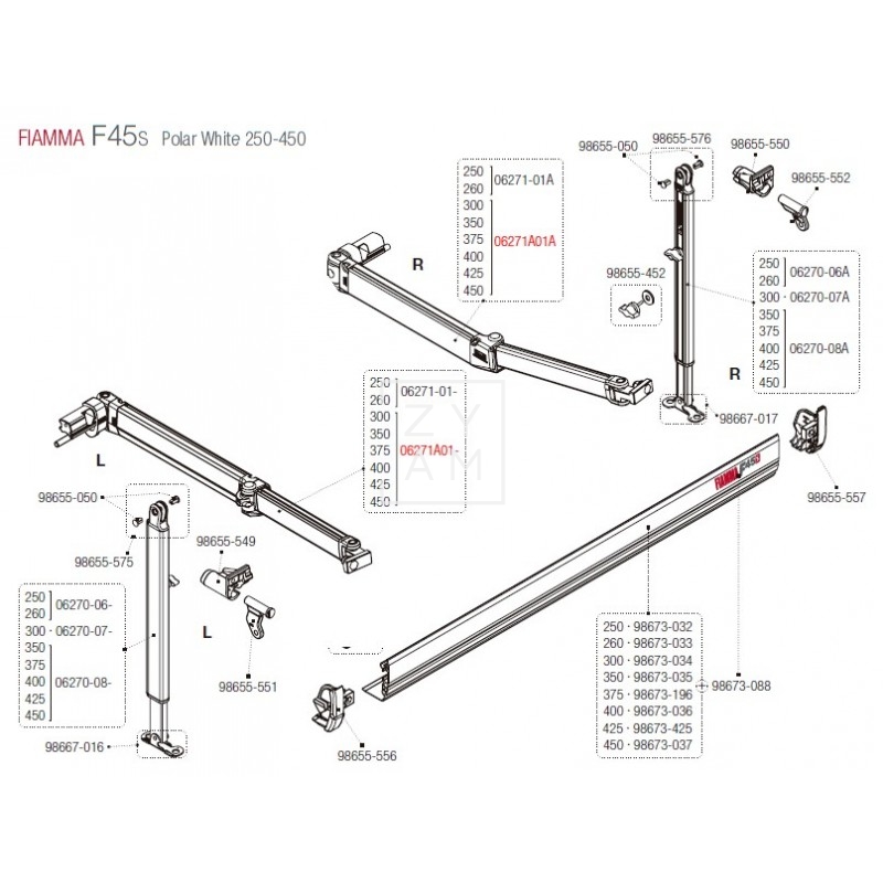 BRAZO F45S/F70 300-450