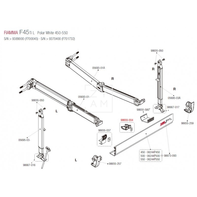 KIT SOPORTE RAFTER TAPA FRONTAL F45