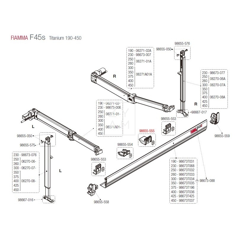 KIT SOPORTE RIEL FRONTAL F45S
