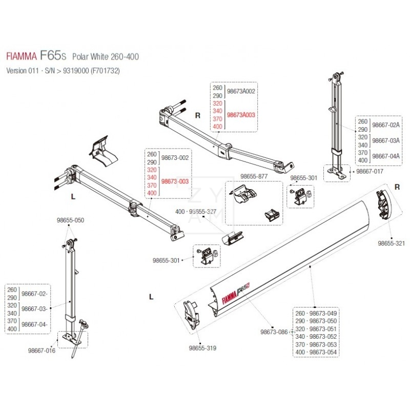 BRAZO F65 320-490 EXTENSION 250