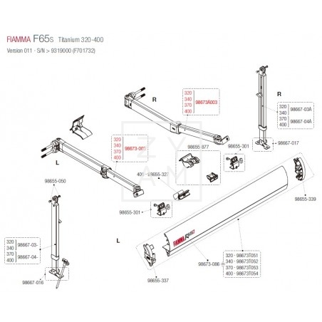 BRAZO F65 320-490 EXTENSION 250