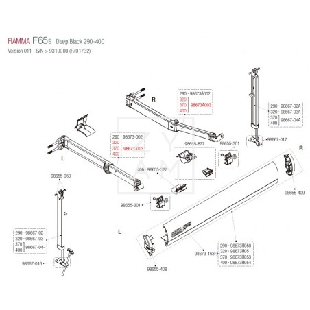 BRAZO F65 320-490 EXTENSION 250