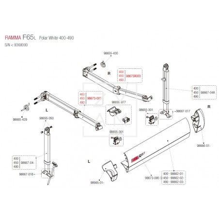 BRAZO F65 320-490 EXTENSION 250