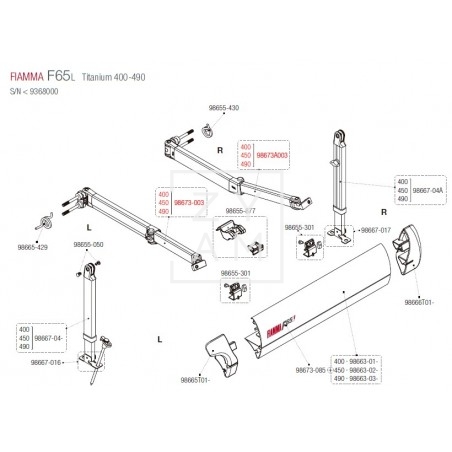 BRAZO F65 320-490 EXTENSION 250