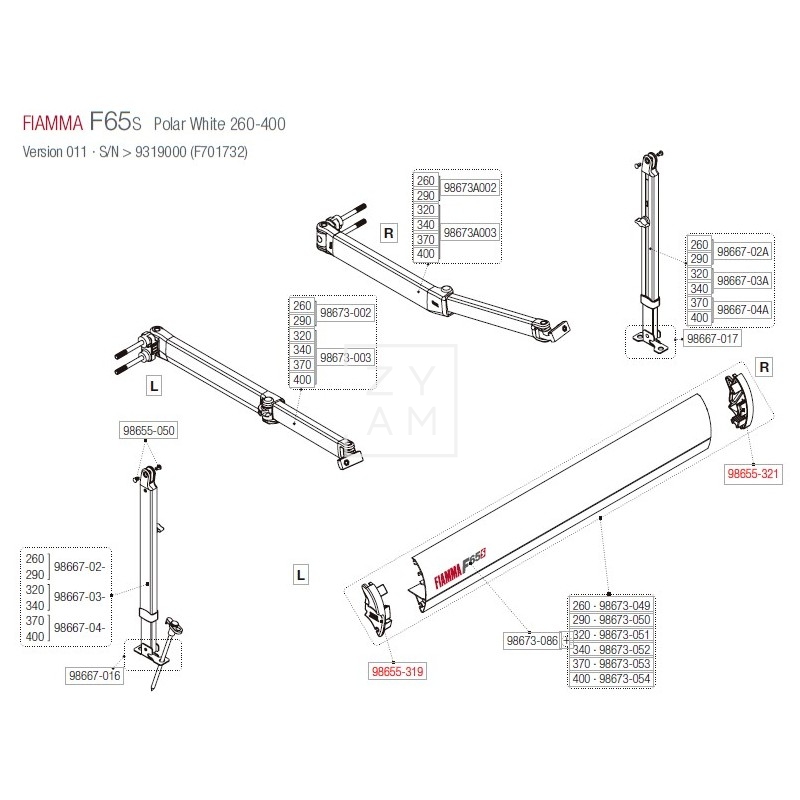 TAPA FRONTAL F65S 260-400 P.W.