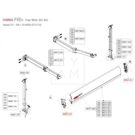 TAPA FRONTAL F65S 260-400 P.W.