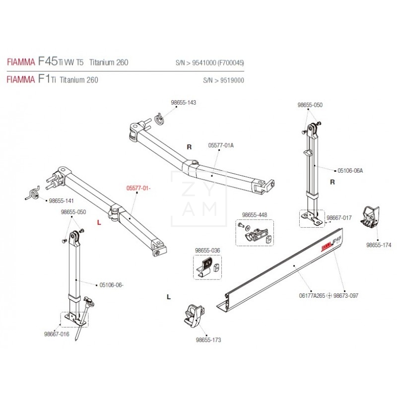 BRAZO IZQUIERDO F45TI/F45I/F1250-260