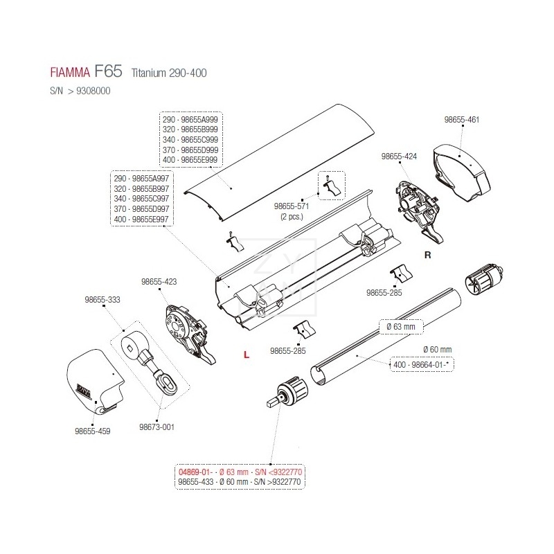 SOPORTE RULO F45/F65 63 MM