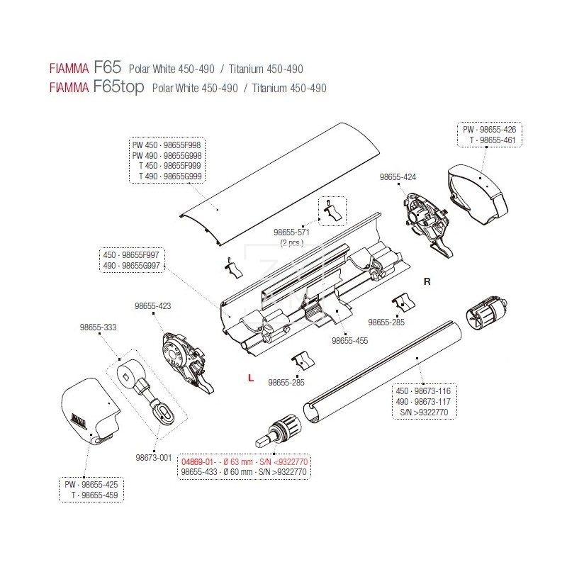 SOPORTE RULO F45/F65 63 MM