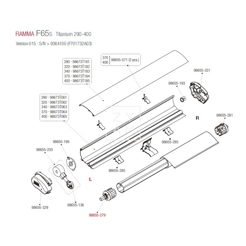 SOPORTE RULO F65S 60MM IZQUIERDA
