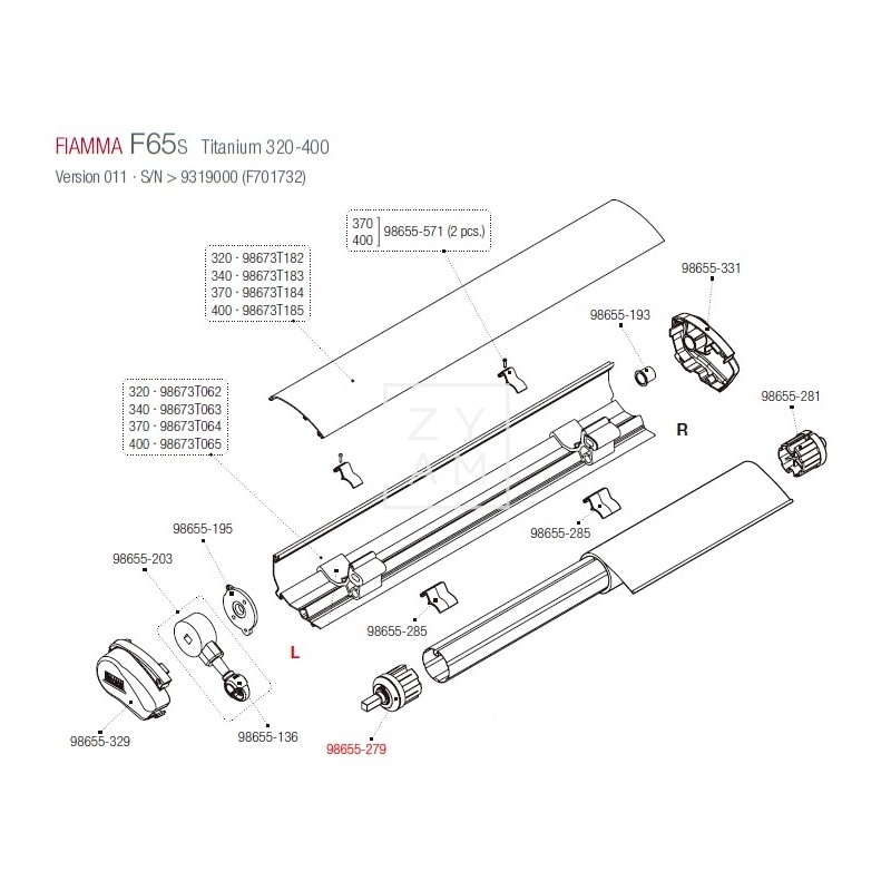 SOPORTE RULO F65S 60MM IZQUIERDA