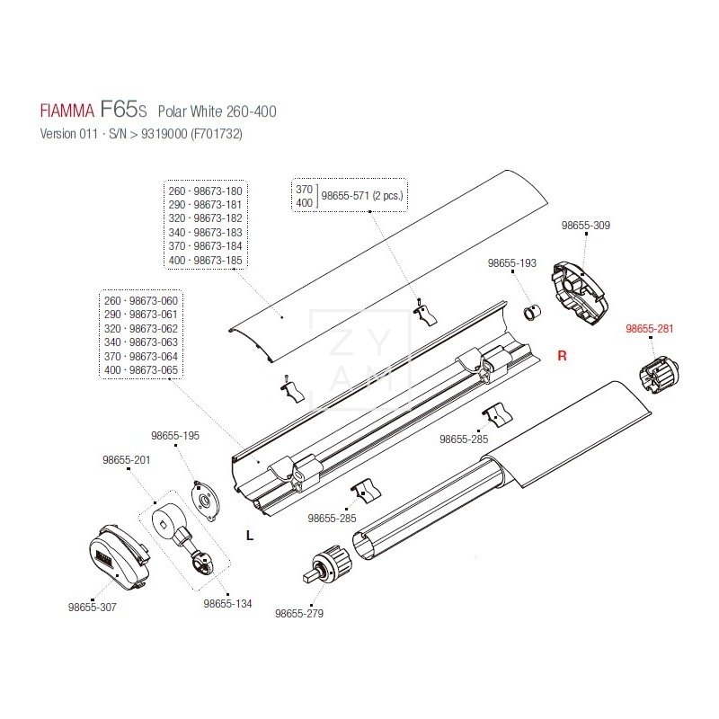 SOPORTE RULO F65S/F80S 60MM DERECHA