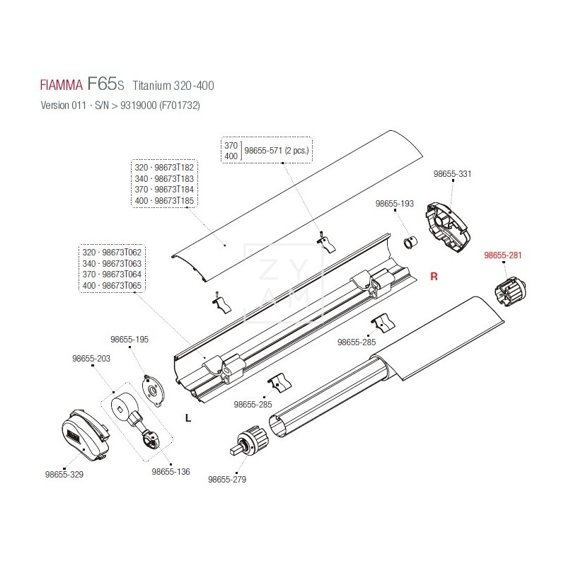 SOPORTE RULO F65S/F80S 60MM DERECHA