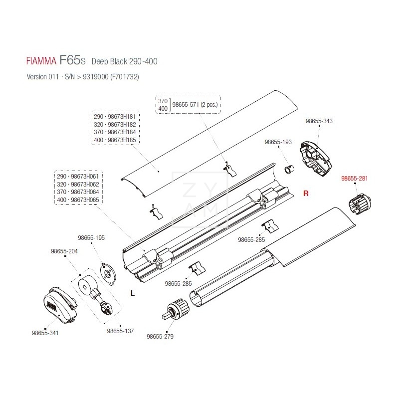 SOPORTE RULO F65S/F80S 60MM DERECHA