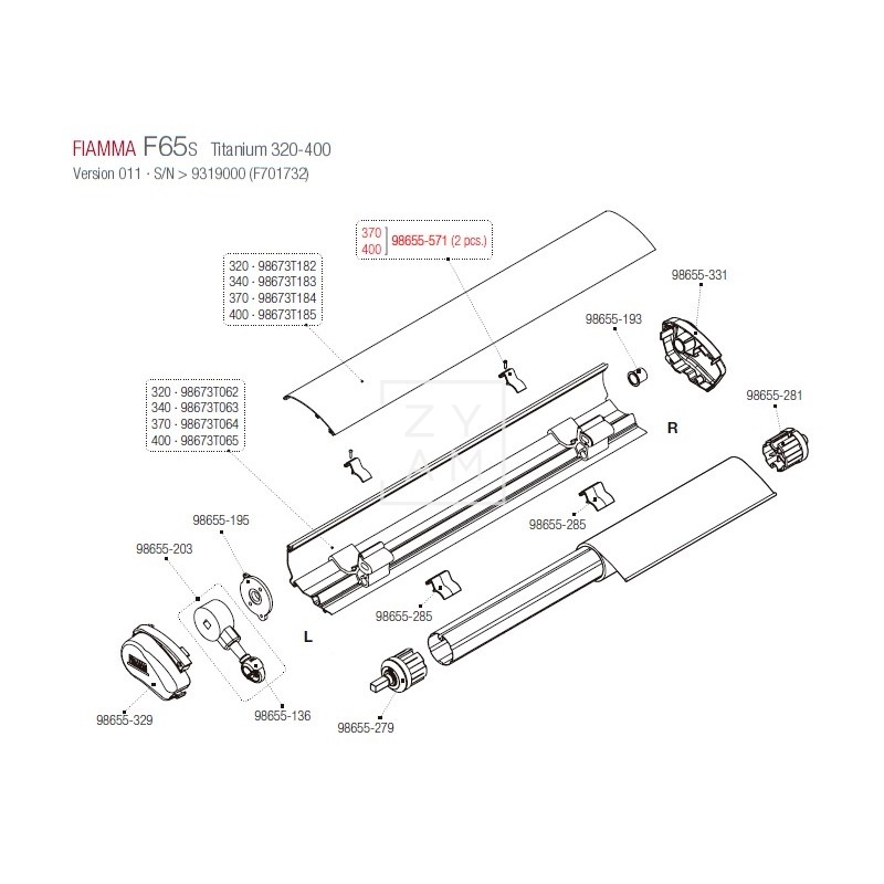 KIT PARO TAPA F65 PAR