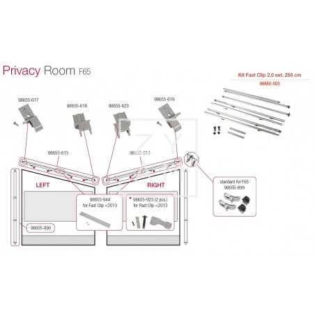 KIT FAST CLIP PRIVACY F45/F65 EXT 250