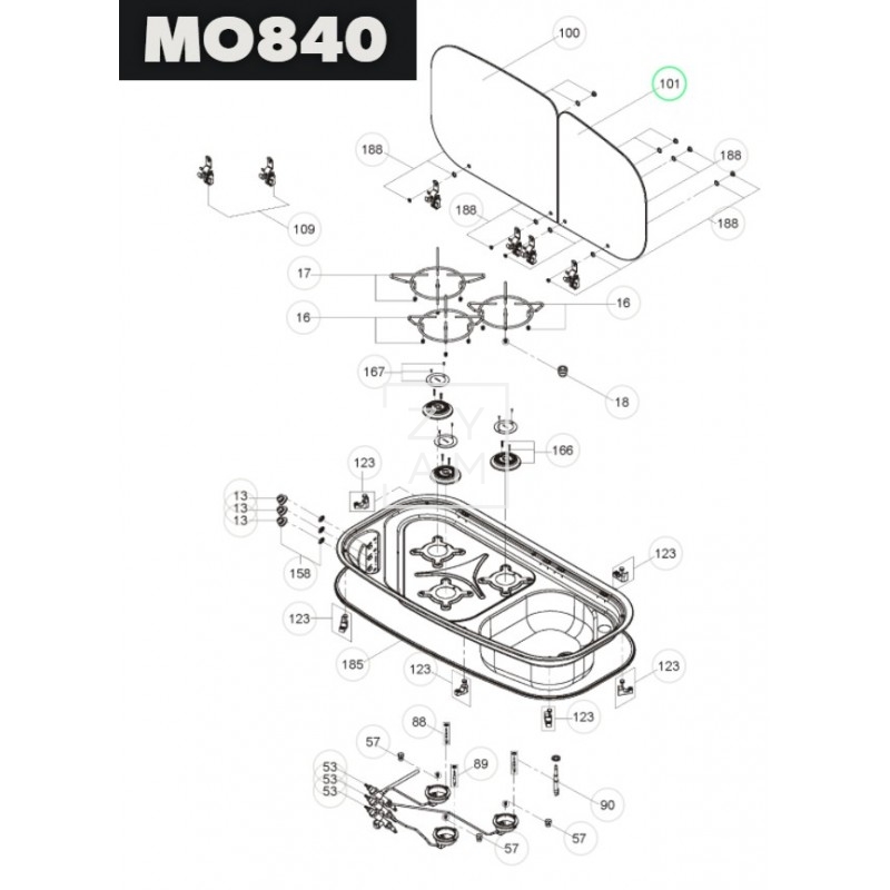 TAPA CRISTAL DERECHA COCINA 84X43