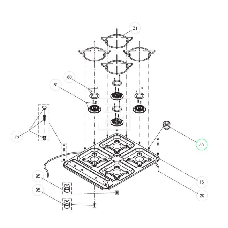 CASQUILLO PARRILLA DOMETIC CRAMER GRIS