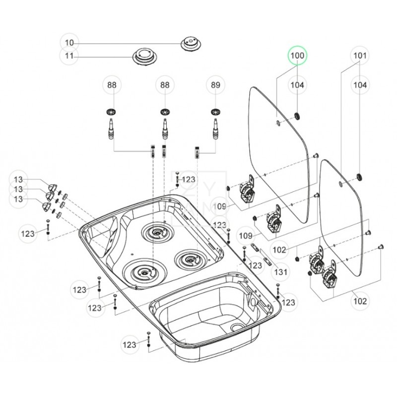 Tapa de Cristal Izquierda para Cocina Dometic MO71 – Repuesto Original