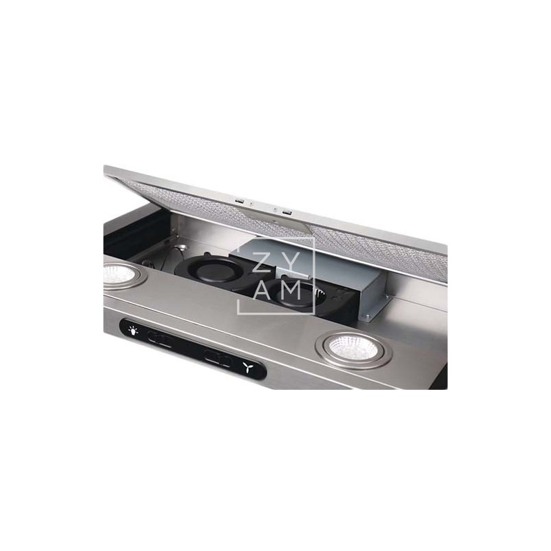 Campana extractora de humos 12V para autocaravanas con dos ventiladores, filtro lavable y luces LED.