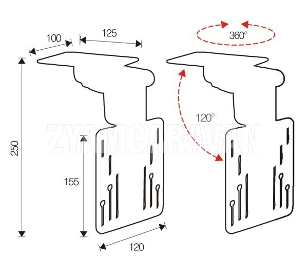 SOPORTE TV LCD TECHO para Caravanas