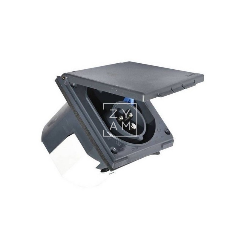 TOMA EXTERIOR 220V CUADRADA CEE GRIS