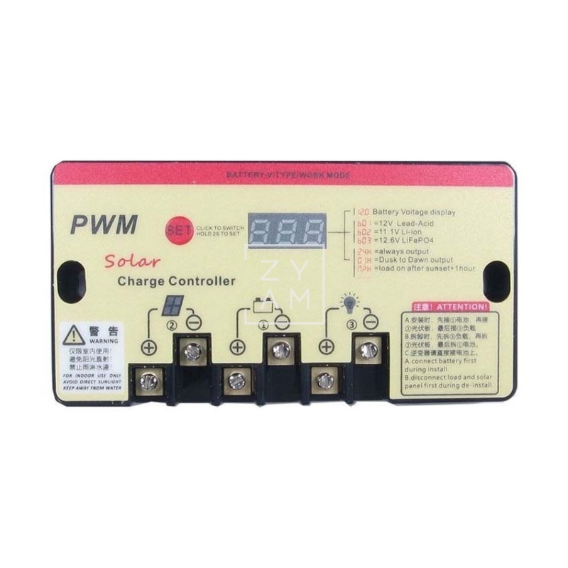 REGULADOR SOLAR 20A 12V/24V FLAT USB