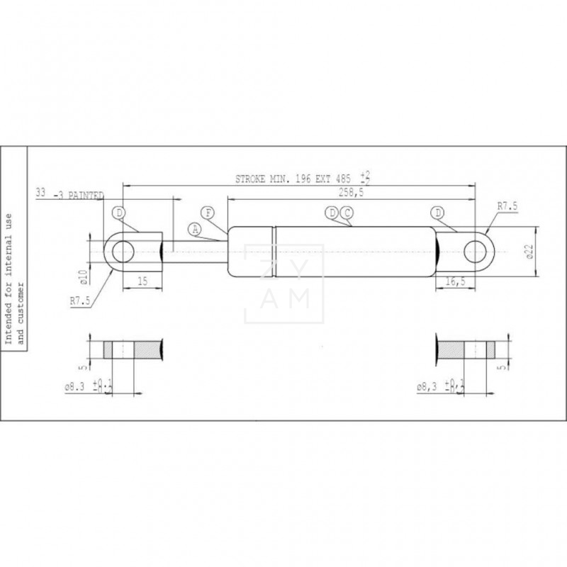 AMORTIGUADOR CAMA STABILUS 1000N