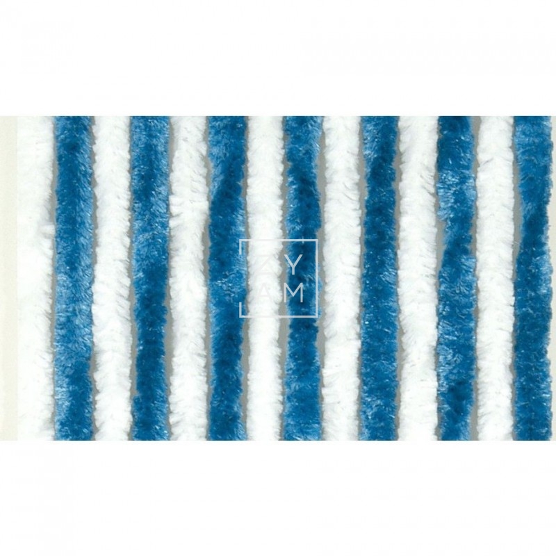 Cortina Terciopelo Azul y Blanco 56x185 cm - Zyam.es