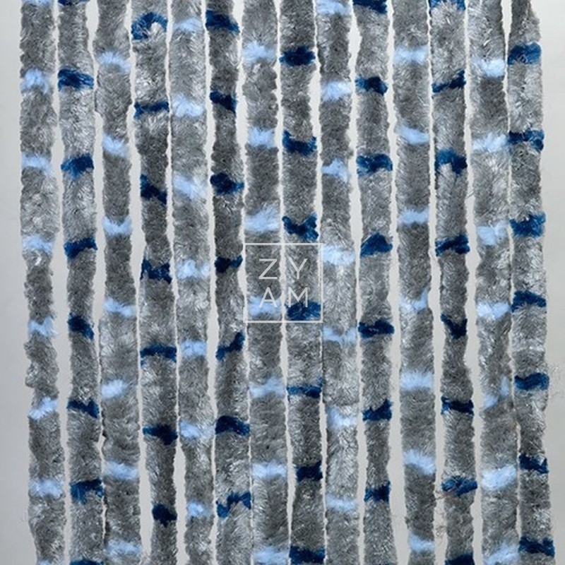 CORTINA TERCIOPELO MIX GRIS/AZUL 56X185