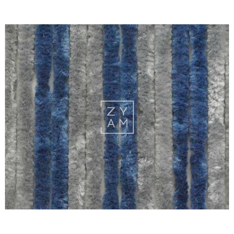 Cortina Terciopelo Azul y Gris 56x185 cm - Zyam.es