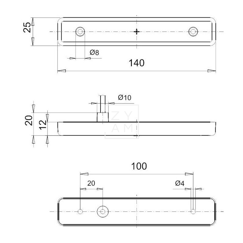 PILOTO LATERAL RECTANGULAR AMBAR 140X25X12