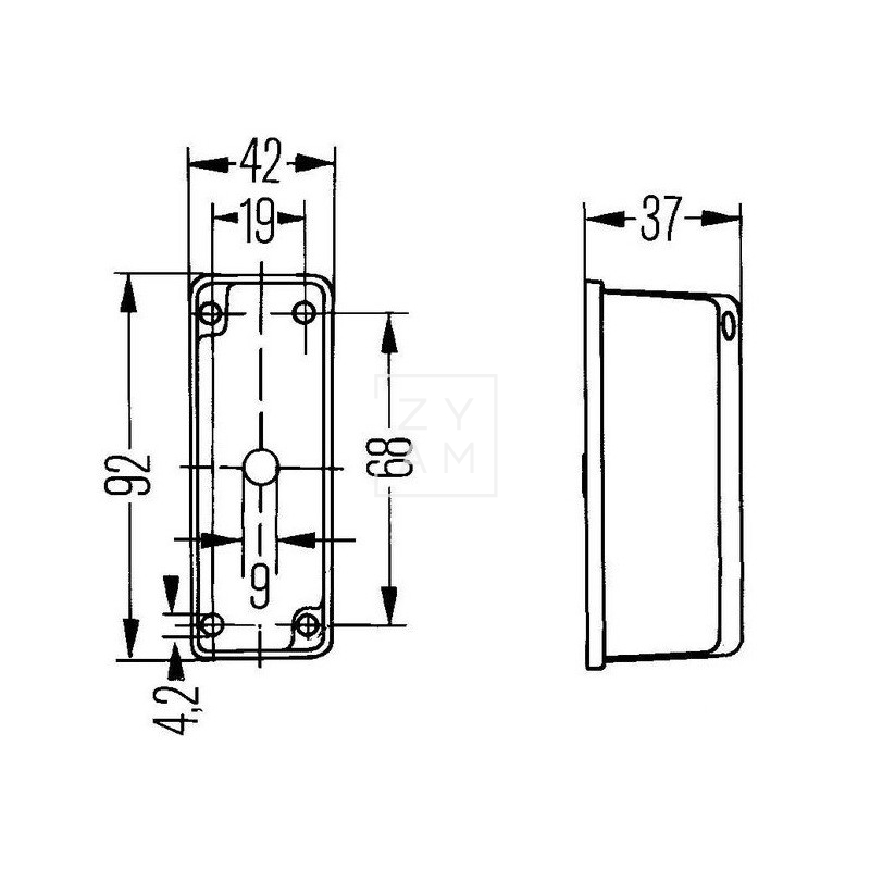 PILOTO LATERAL BLANCO/ROJO C/TORNILLOS 90X40