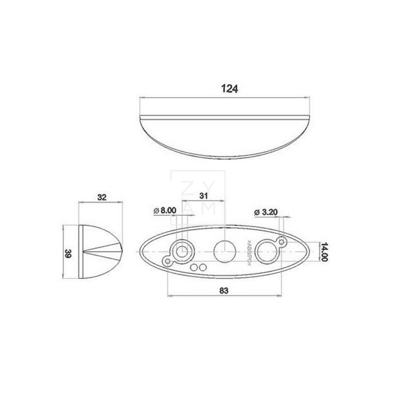 PILOTO LATERAL BLANCO/ROJO JOKON 40X125X35