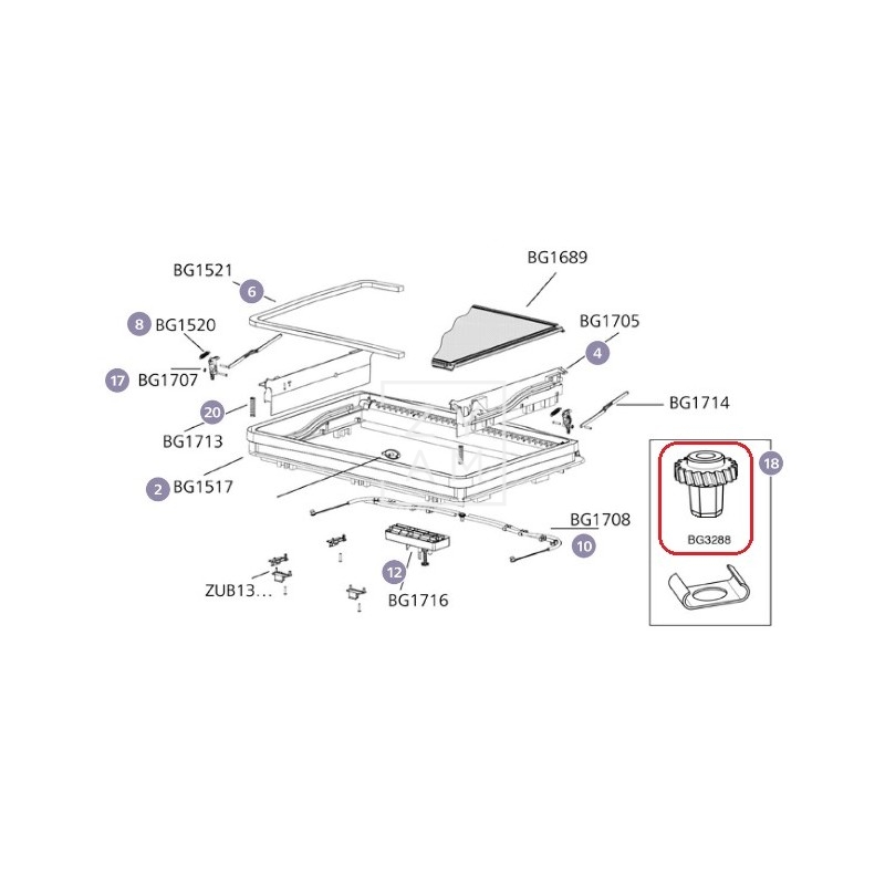 PIÑON EJE APERTURA DOMETIC MIDI HEKI