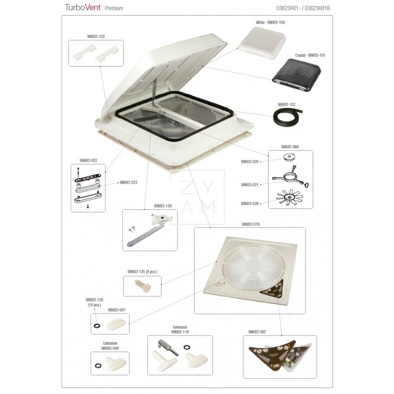 CLARABOYA TURBO-VENT PREMIUM BLANCA